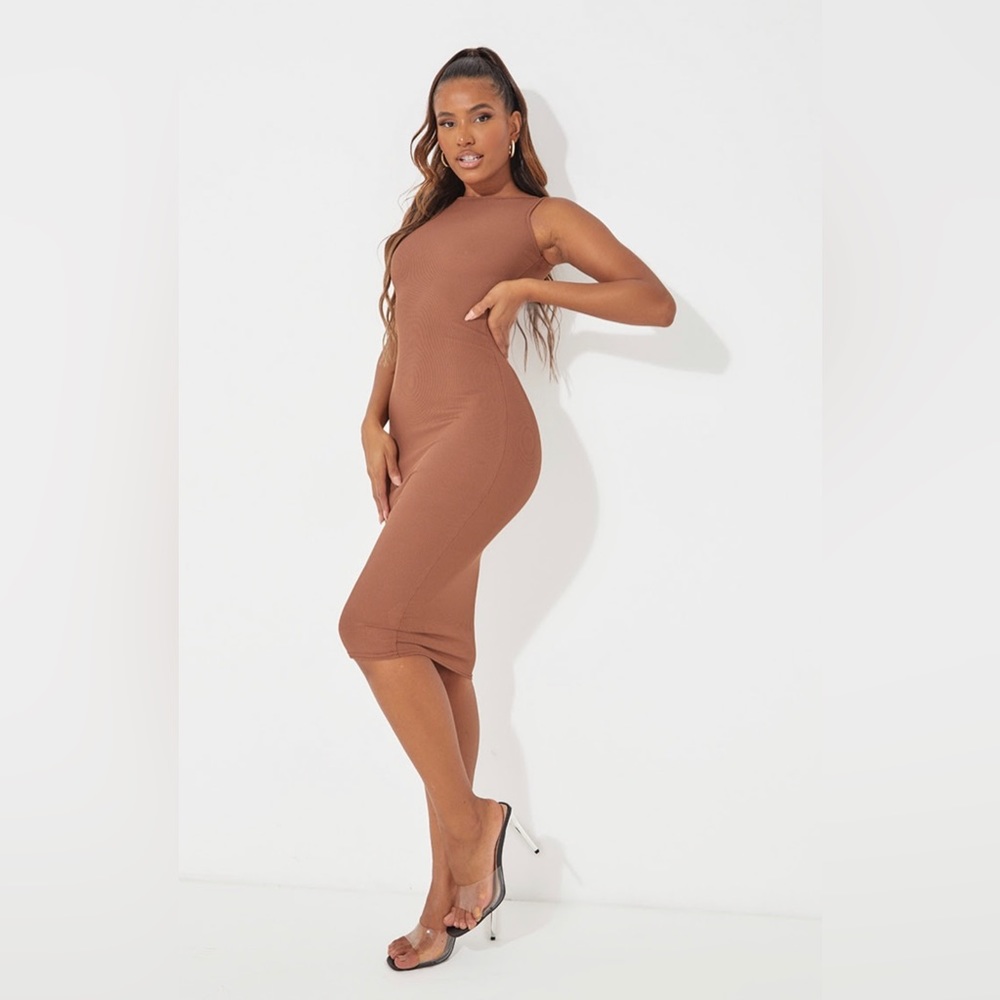 Chocolate Ribbed Midi Dress